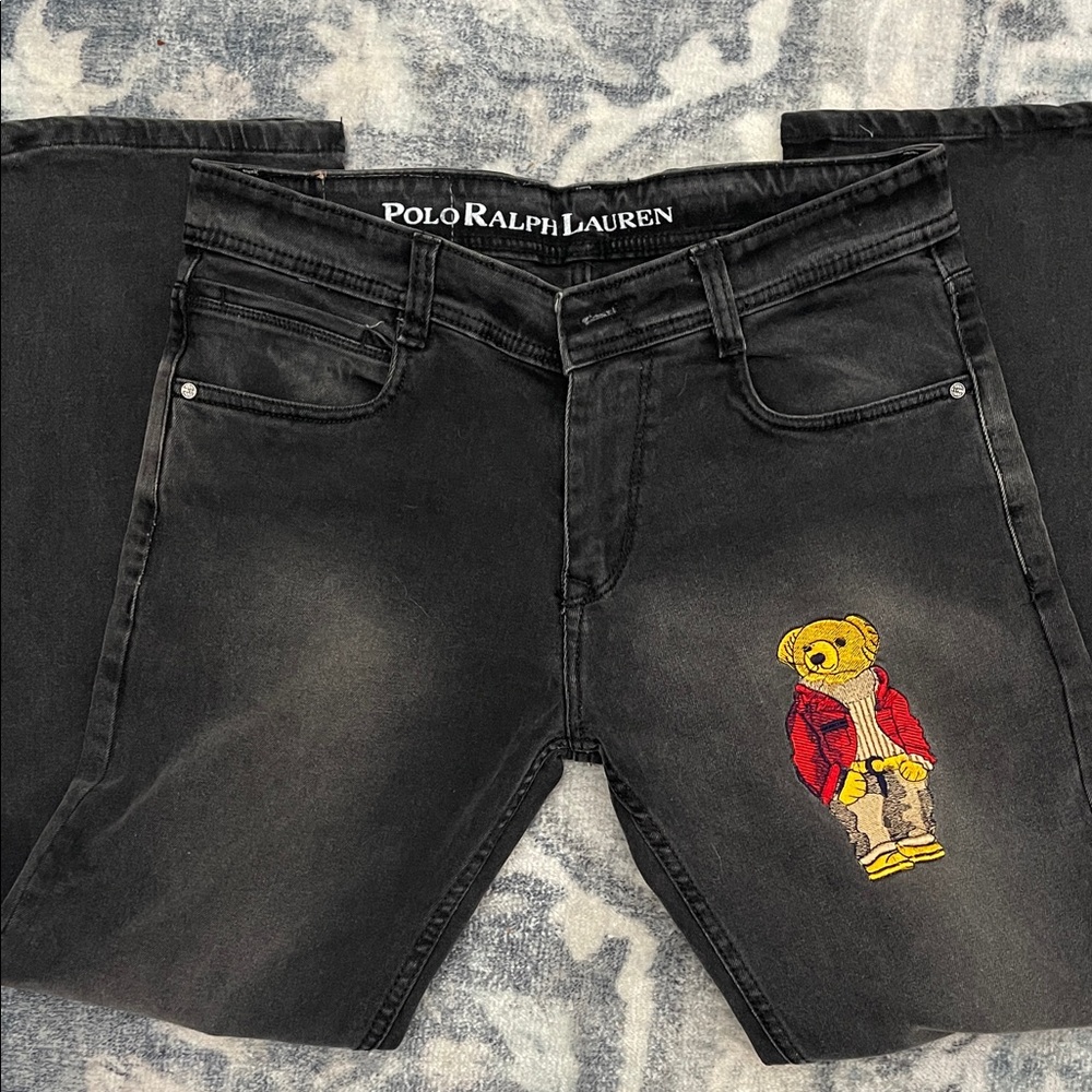 Polo by Ralph Lauren Charcoal Jeans with Bear Embroidery
